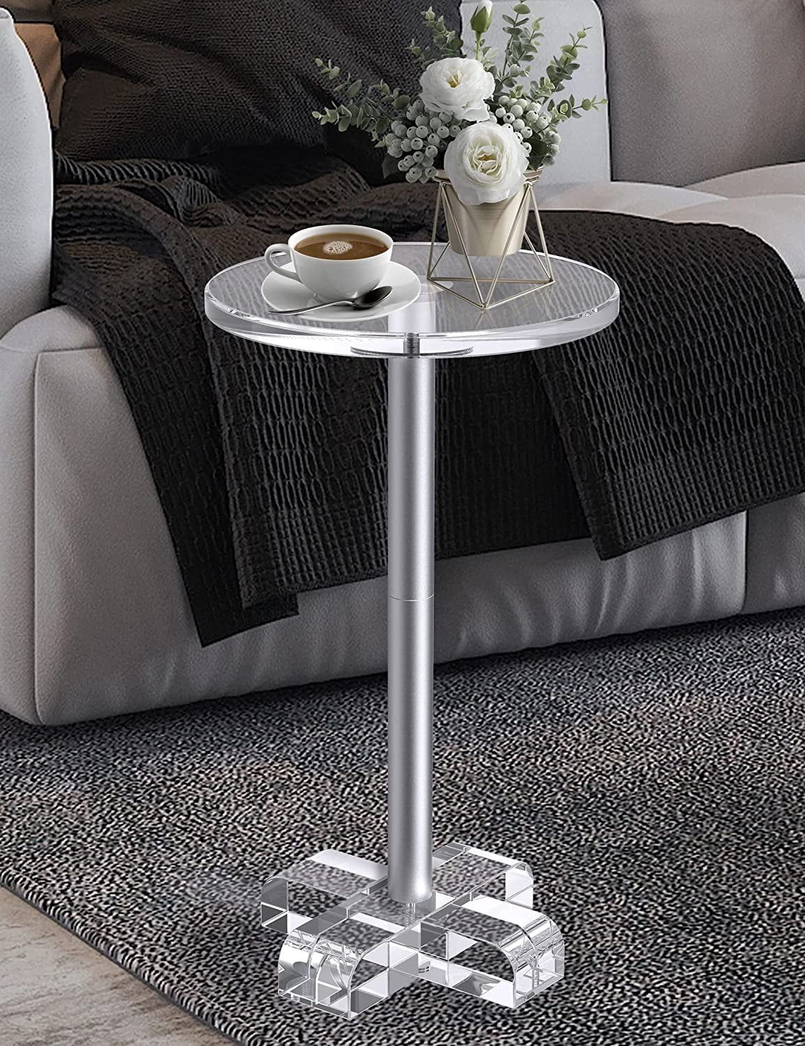Acrylic Side Table, Musvoh Small Modern Round Transparent End Table With  Criss Cross Base – Walmart Throughout Transparent Side Tables For Living Rooms (Photo 2 of 15)