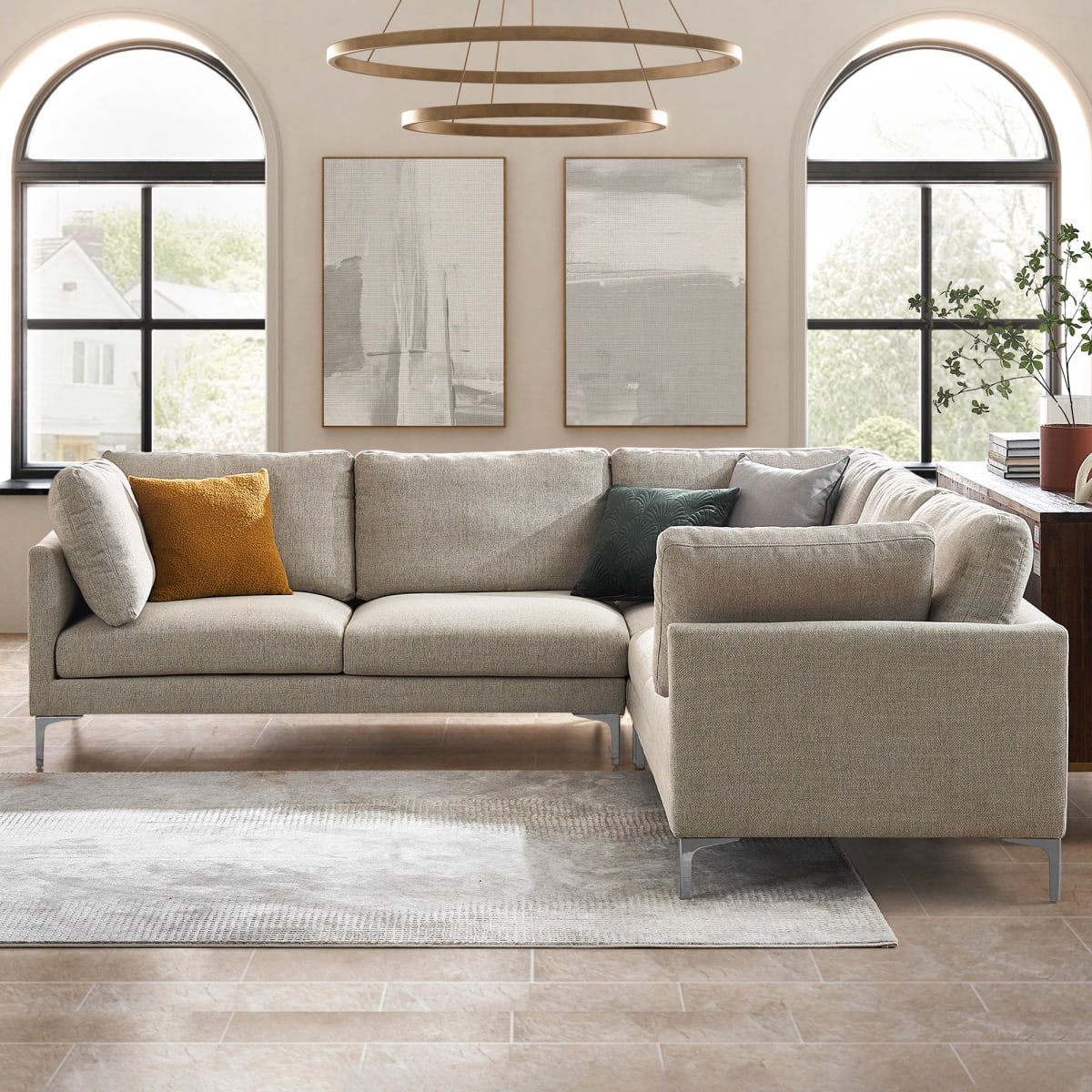 Adams L Shape Sectional Sofa | Castlery | Classic Living Room, Sectional  Sofa, Castlery With Regard To Beige L Shaped Sectional Sofas (View 4 of 15)