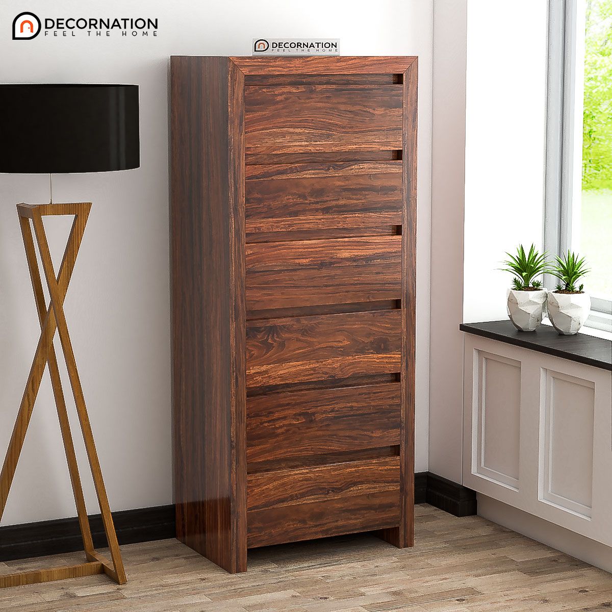 Adara Wooden Storage Cabinet – Natural Finish – Decornation In Wood Cabinet With Drawers (View 5 of 15)