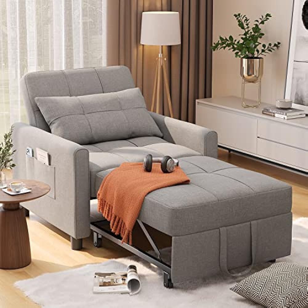 Aiho Convertible Sleeper Chair, 3 In 1 Single India | Ubuy Within Convertible Light Gray Chair Beds (View 6 of 15)
