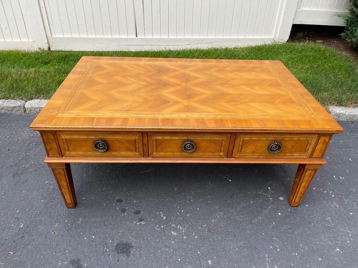 Alfonso Marina Ebanista Rectangular Inlaid Fruitwood Coffee Table | Ebay Pertaining To Pemberly Row Replicated Wood Coffee Tables (View 4 of 11)