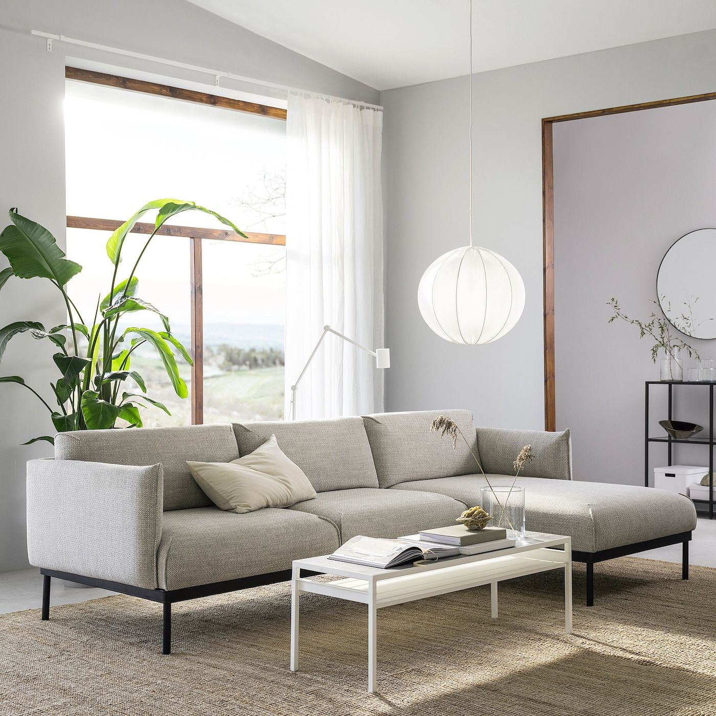 Äpplaryd 3 Seat Sofa With Chaise Longue, Lejde Light Grey – Ikea Inside Sofas In Light Grey (Photo 13 of 15)