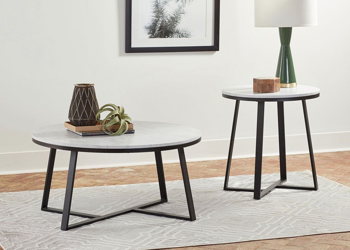 Ayser Round Faux Marble Top Coffee Table With Modern Round Faux Marble Coffee Tables (View 14 of 15)