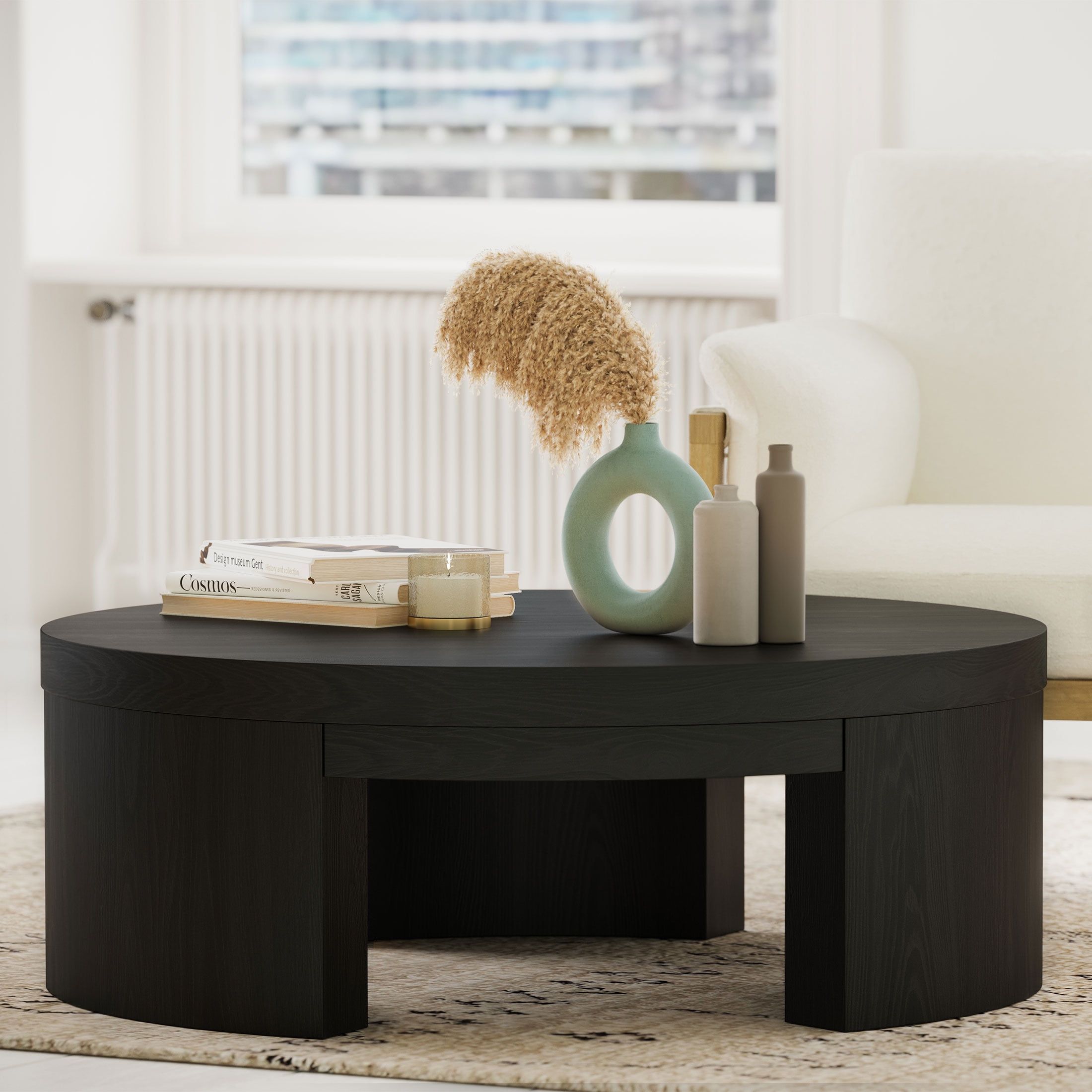 Beautiful Mod Round Coffee Tabledrew Barrymore, Black Finish –  Walmart Within Full Black Round Coffee Tables (View 8 of 15)