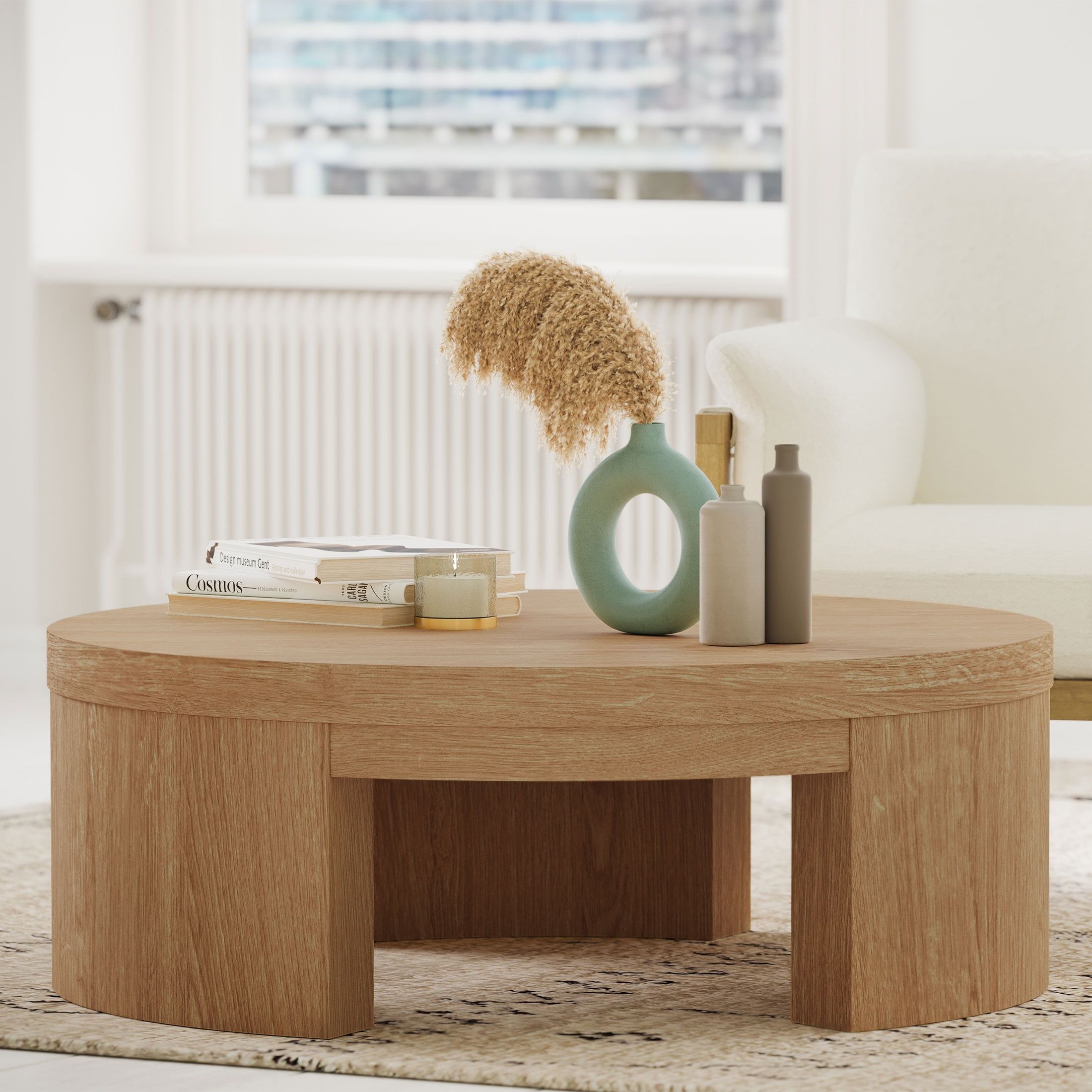 Beautiful Mod Round Coffee Tabledrew Barrymore, Warm Honey Finish –  Walmart In Modern Wooden X Design Coffee Tables (View 13 of 15)