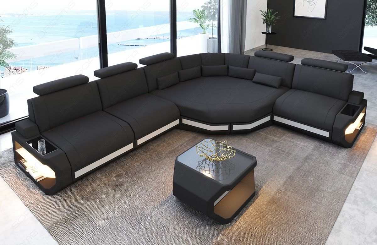 Bel Air L Shape Fabric Sectional Sofa With Led And Large Relax Corner |  Sofadreams In Modern L Shaped Sofa Sectionals (View 7 of 15)