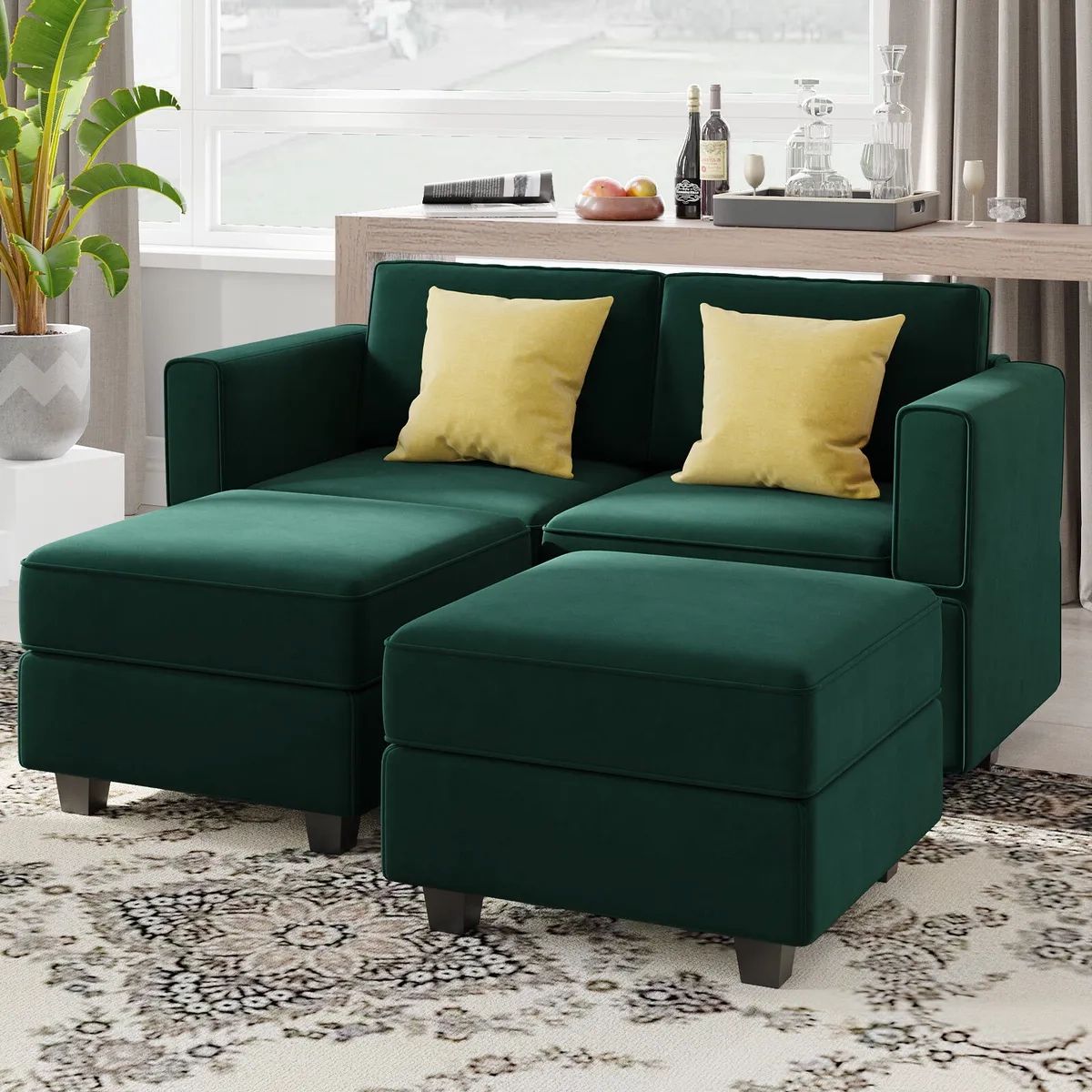 Belffin Modular Sectional Sofa With Storage Oversized Couch Bed Velvet Green  | Ebay In Green Velvet Modular Sectionals (View 10 of 15)