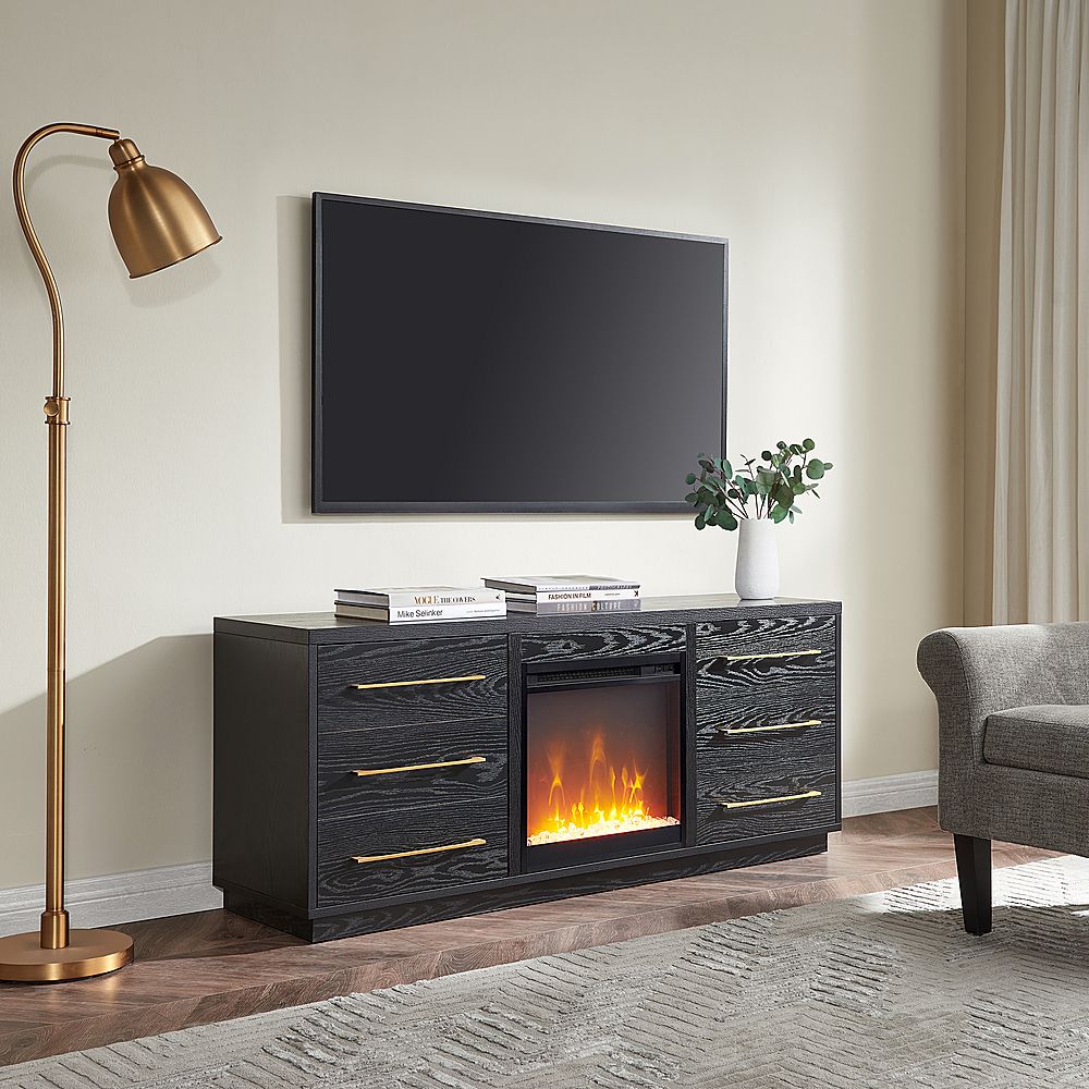Best Buy: Camden&wells Greer Crystal Fireplace Tv Stand For Most Tvs Up To  65" Black Grain Tv1506 Inside Modern Fireplace Tv Stands (View 4 of 15)