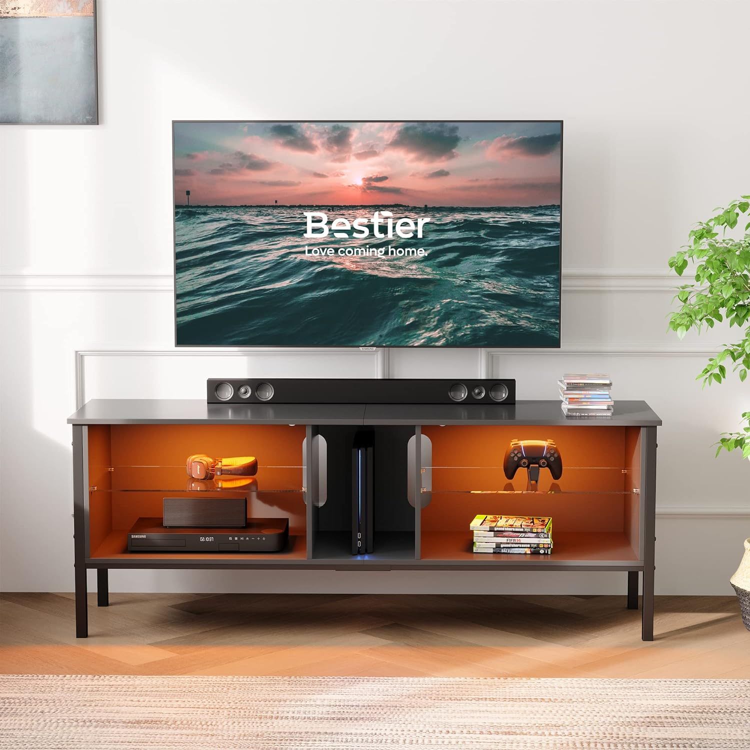 Bestier Tv Stand For 70 Inch Tv, Large Gaming Nepal | Ubuy Regarding Bestier Tv Stand For Tvs Up To 75&quot; (View 11 of 15)