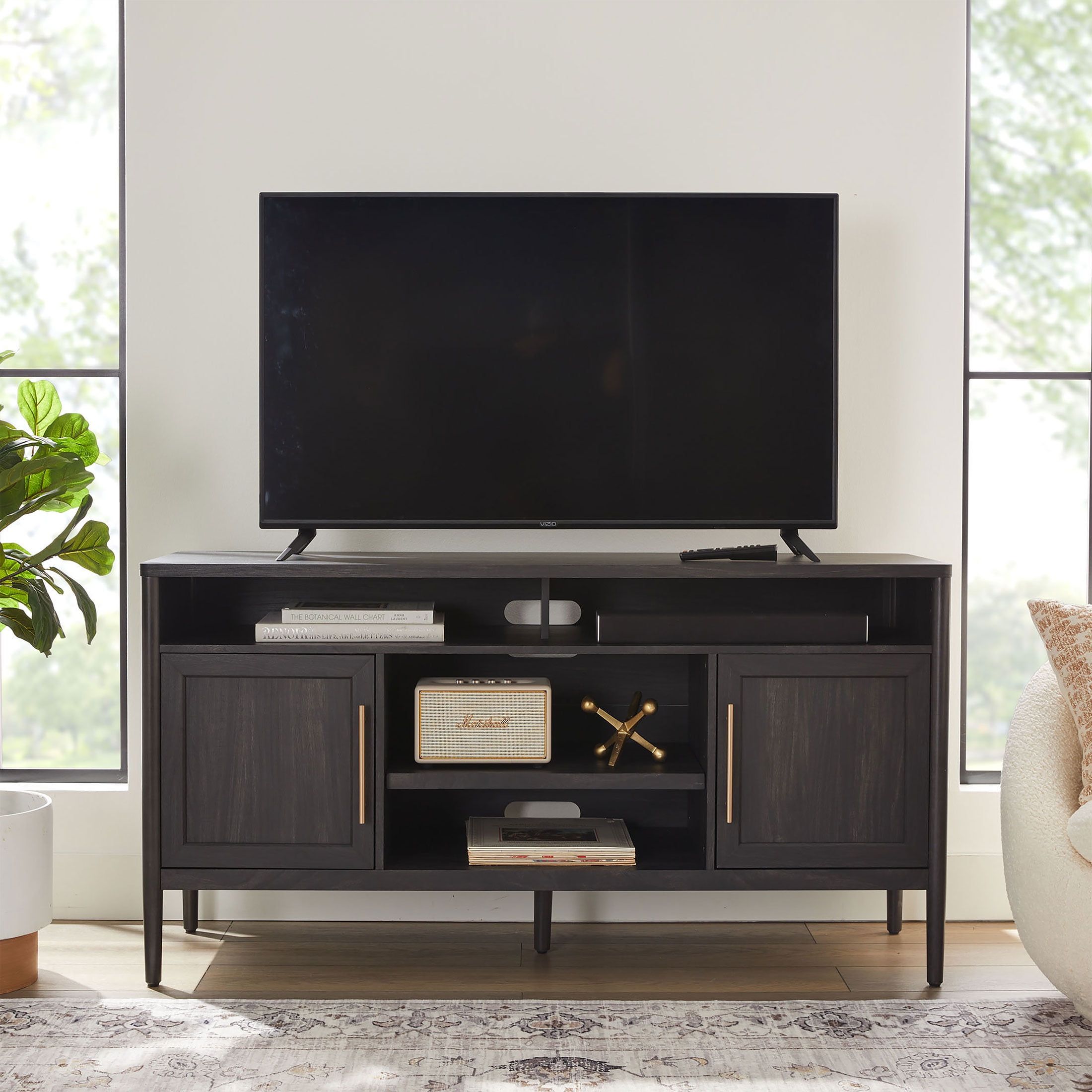 Better Homes & Gardens Oaklee Tv Stand For Tvs Up To 70”, Charcoal Finish –  Walmart For Oaklee Tv Stands (Photo 1 of 15)