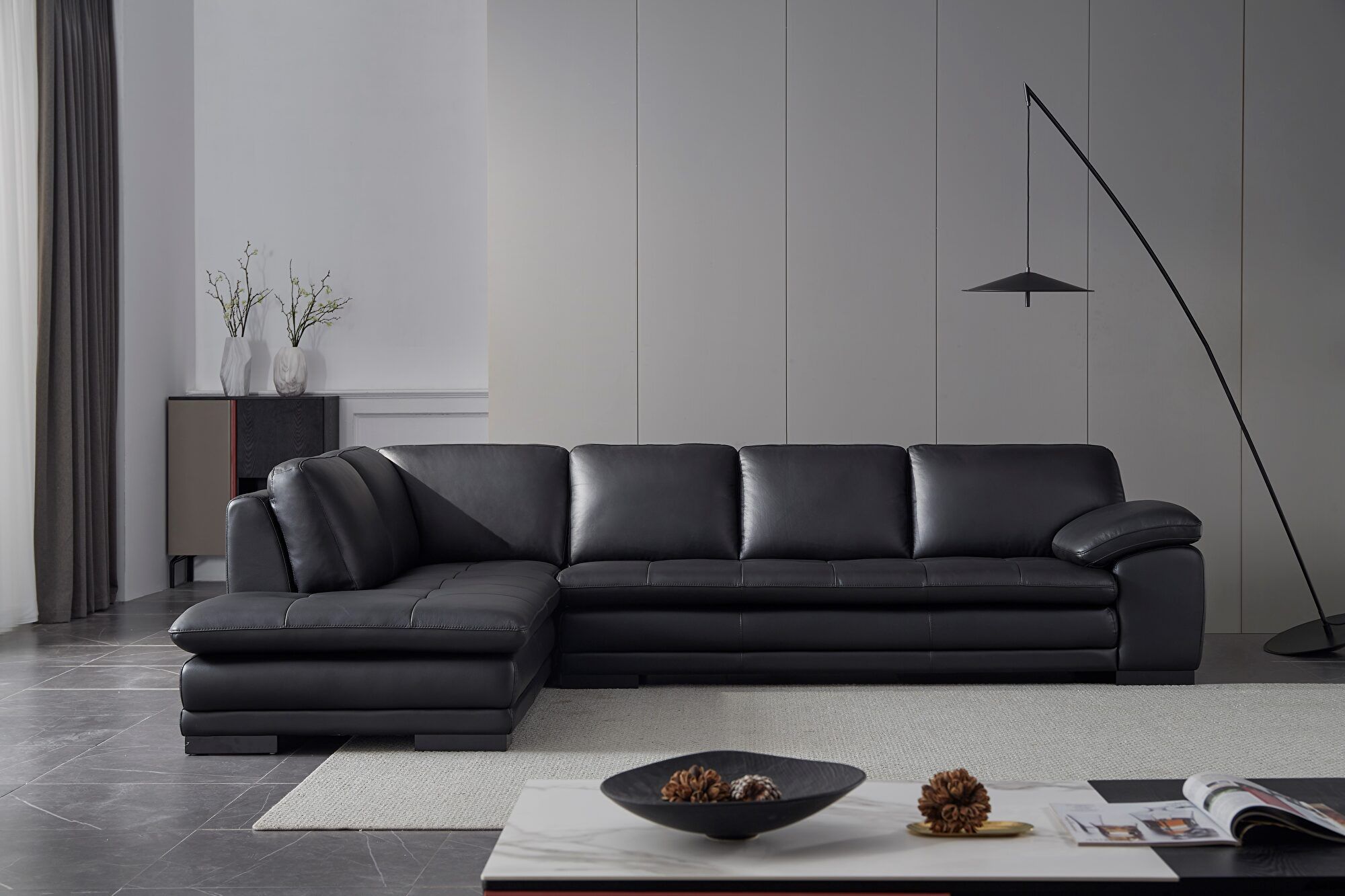 Beverly Hills Ml157 Black Lf Sectional Sofa Ml157 Lhf Black | Comfyco Within Right Facing Black Sofas (Photo 9 of 15)