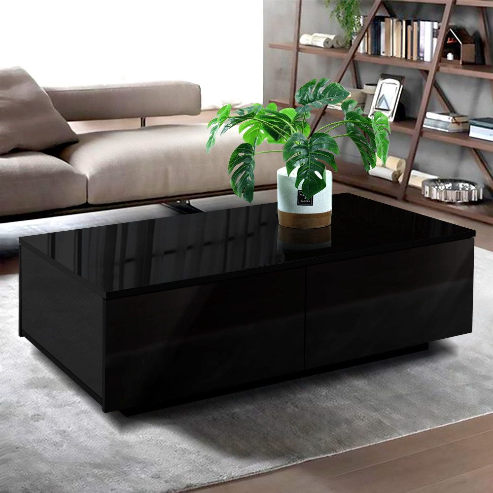 Black High Gloss Coffee Table With Drawers – Dreamo Living Pertaining To High Gloss Black Coffee Tables (View 9 of 15)