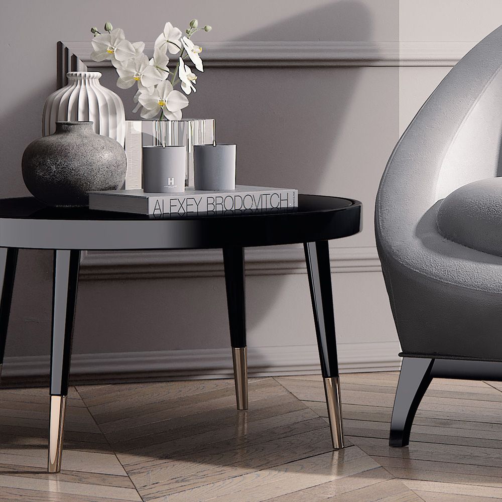 Black High Gloss Lacquered Round Italian Coffee Table – Juliettes Interiors Pertaining To High Gloss Black Coffee Tables (View 3 of 15)