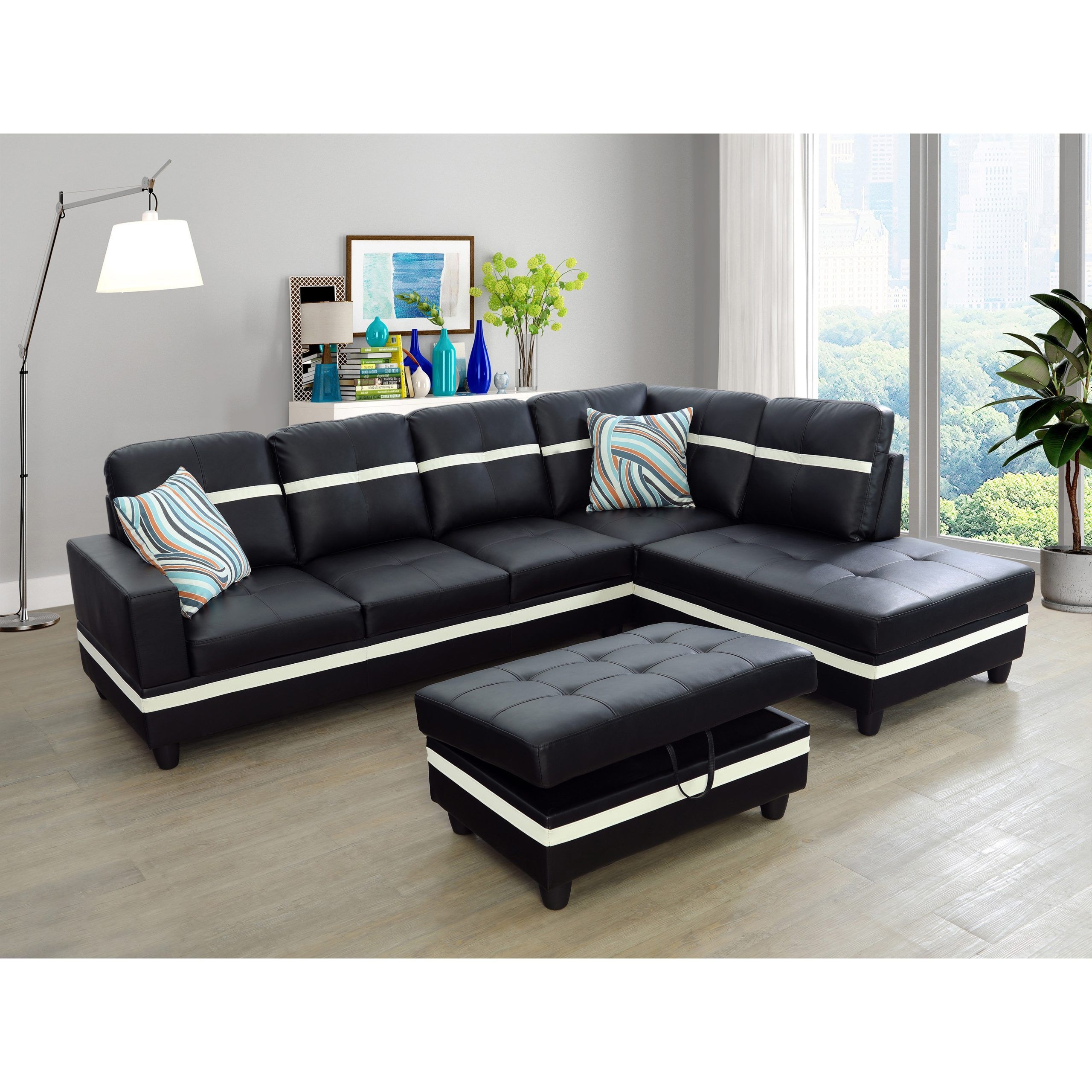 Black Right Facing 3 Piece Sectional Sofa(9511b) – On Sale – Bed Bath &  Beyond – 33560690 For Right Facing Black Sofas (Photo 2 of 15)