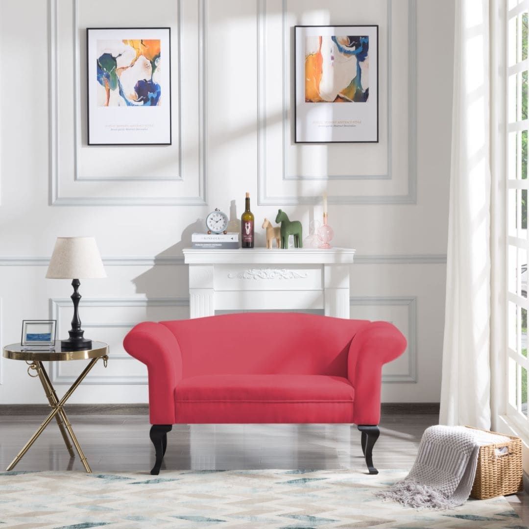Bshti 53.2" Mid Century Design Velvet Loveseat Small Size Sofa – On Sale –  Bed Bath & Beyond – 37904274 For Small Love Seats In Velvet (Photo 1 of 15)
