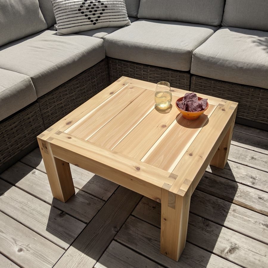 Build An Outdoor Coffee Table With Castle Joints | Diy Montreal Inside Outdoor Coffee Tables With Storage (Photo 15 of 15)