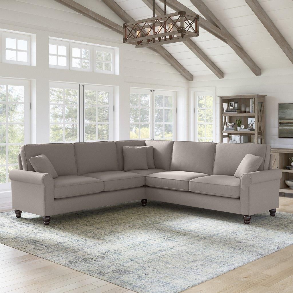 Bush Furniture Hudson 99w L Shaped Sectional Couch In Beige Herringbone |  1stopbedrooms Throughout Beige L Shaped Sectional Sofas (Photo 6 of 15)