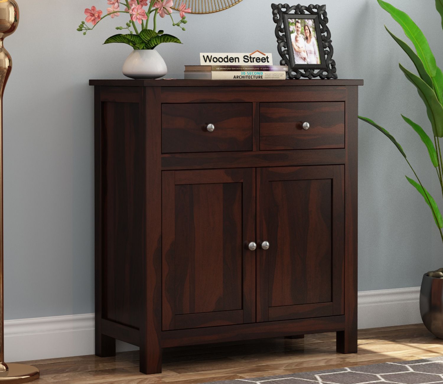 Buy Clovis Sheesham Wood Cabinet With Drawers (walnut Finish) Online In  India At Best Price – Modern Cabinets & Sideboards – Storage Furniture –  Furniture – Wooden Street Product Throughout Wood Cabinet With Drawers (View 4 of 15)