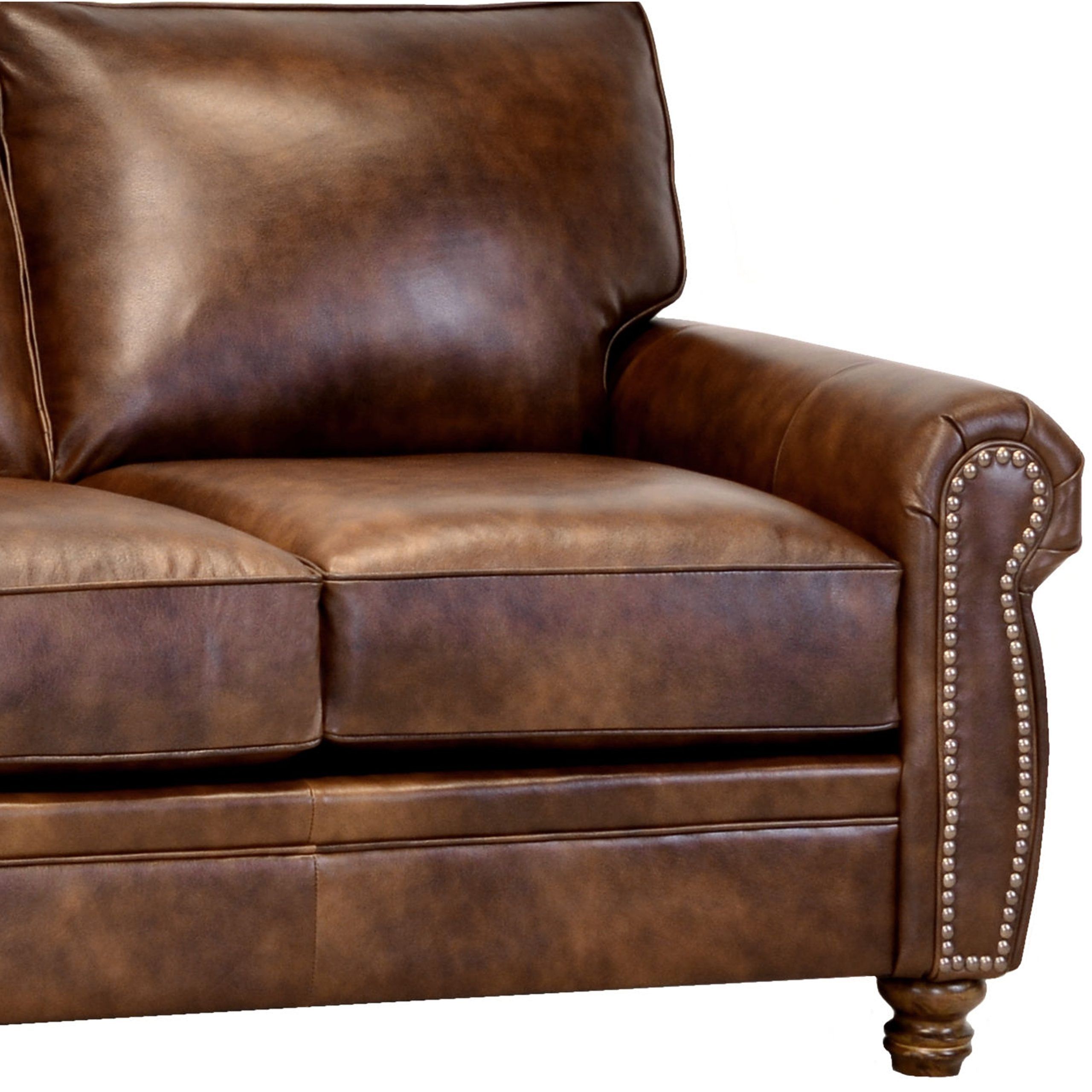Cabot Brown Top Grain Leather Loveseat – On Sale – Bed Bath & Beyond –  29738521 Inside Top Grain Leather Loveseats (Photo 5 of 15)