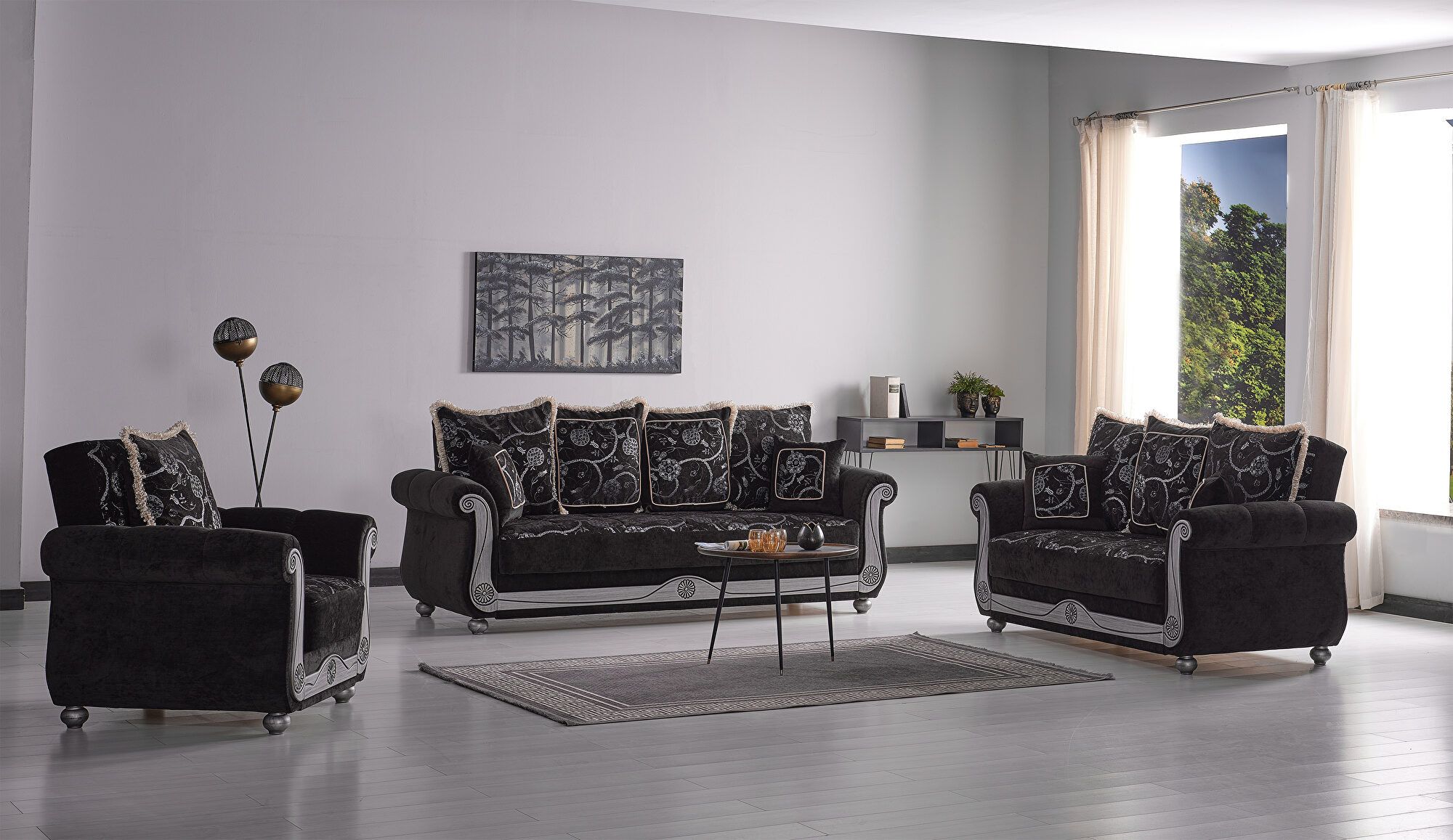 Casamode Americana Black Sofa Americana | Comfyco Regarding Traditional Black Fabric Sofas (View 7 of 15)