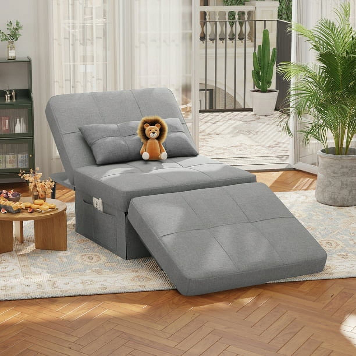 Chair Bed, Lofka Convertible Recliner Single Sofa Bed, Free Installation,  730 Lbs, Light Gray – Walmart Throughout Convertible Light Gray Chair Beds (Photo 1 of 15)