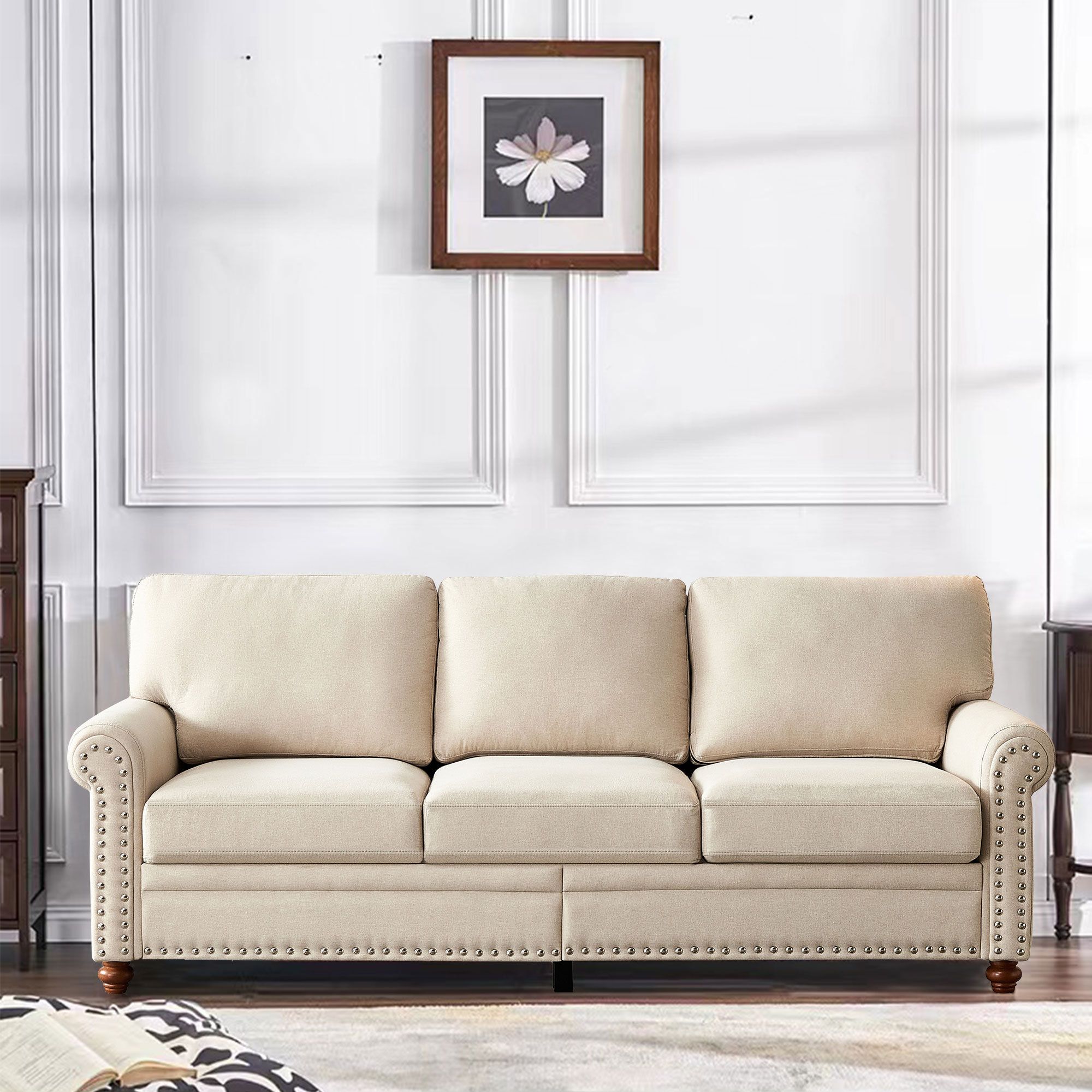 Charlton Home® Aldwon 82'' Wide Rolled Arm Sofa With Nailhead Trim | Wayfair Within Sofas With Nailhead Trim (View 6 of 15)