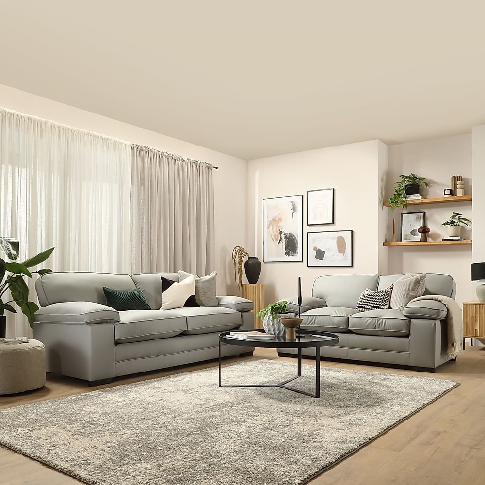 Chatham 3+2 Seater Sofa Set, Light Grey Premium Faux Leather Only £1199.98  | Furniture And Choice Throughout Sofas In Light Grey (Photo 2 of 15)