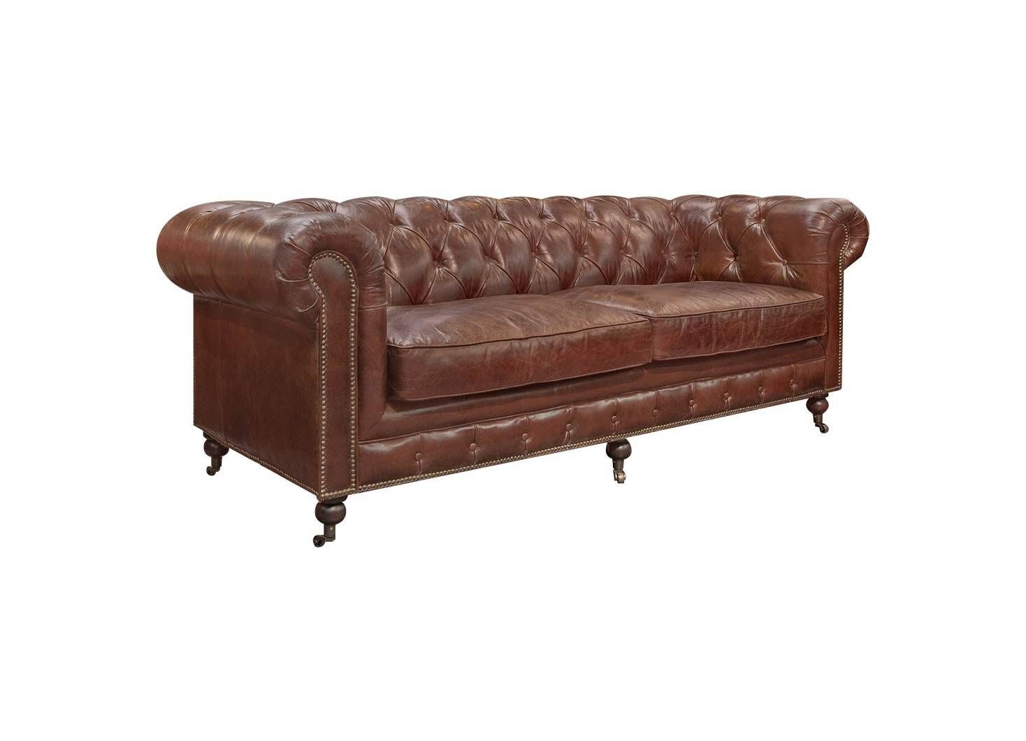Chesterfield Sofa 3 Seater Brown Leather Regarding Traditional 3 Seater Sofas (View 7 of 15)
