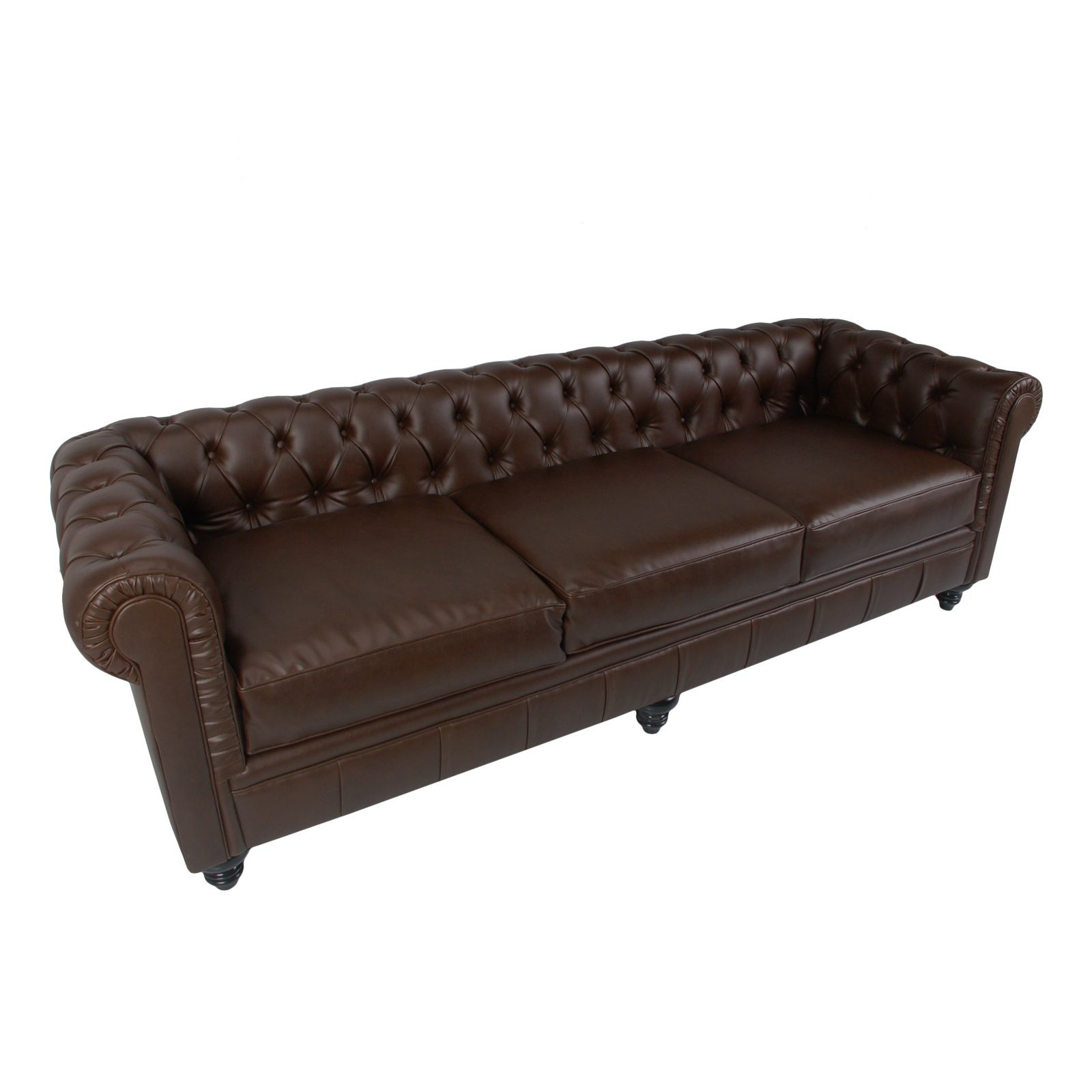 Chesterfield Sofa 95 (chocolate Brown) – Formdecor Within Faux Leather Sofas In Chocolate Brown (View 8 of 15)