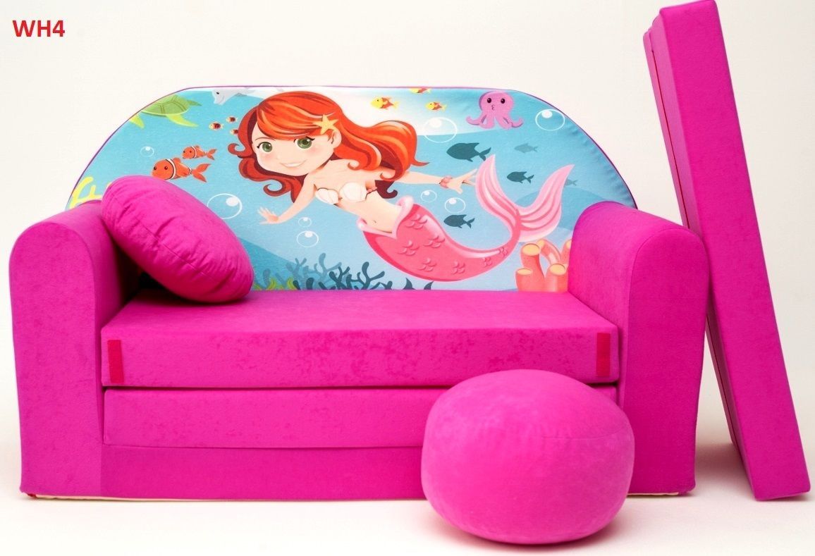 Childrens Sofa Bed Type W, Fold Out Sofa Foam Bed For Children + Free  Pillow And Pouffe – Wh4 – Ppg4kids.co.uk – Strollers And More! Intended For Children's Sofa Beds (Photo 2 of 15)