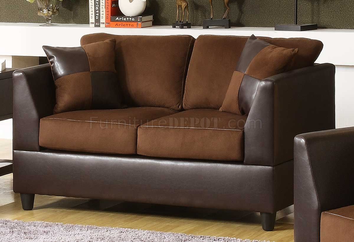 Chocolate Rhino Microfiber & Dark Brown Bi Cast Sofa W/options Intended For 2 Tone Chocolate Microfiber Sofas (Photo 14 of 15)