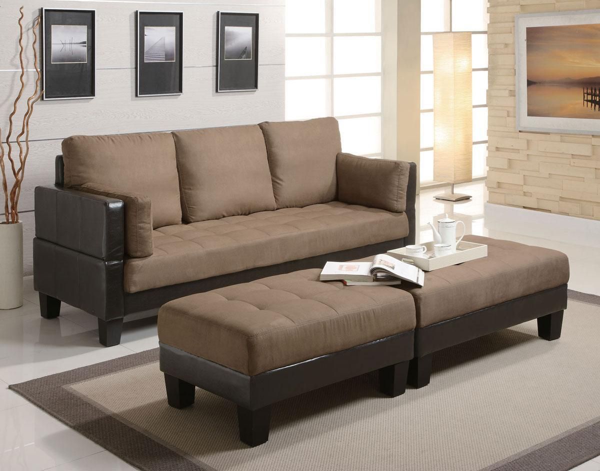 Coaster Ellesmere Sofa + 2 Ottomans 300160 | Comfyco With Sofas With Ottomans In Brown (View 3 of 15)