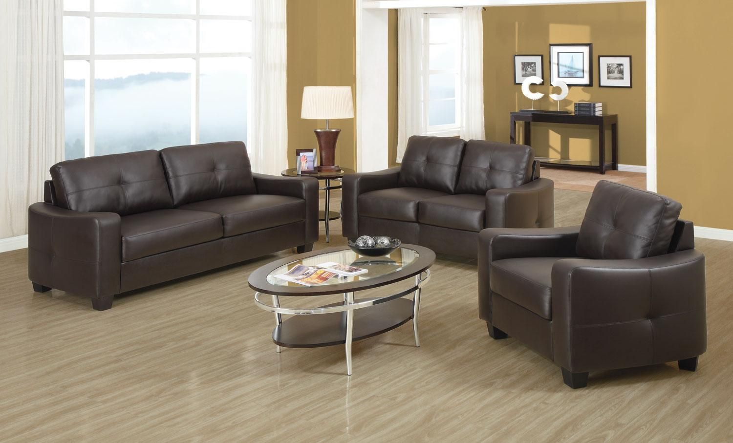 Coaster Jasmine Brown Sofa 502731 | Comfyco Intended For Faux Leather Sofas In Chocolate Brown (Photo 11 of 15)