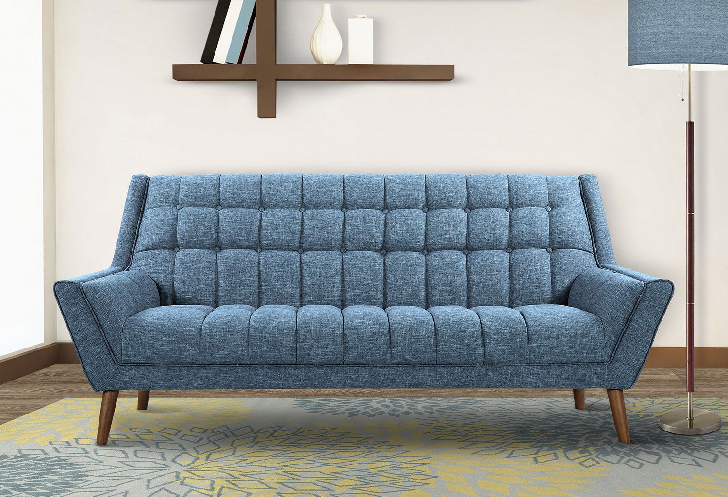 Cobra Mid Century Blue Linen Modern Sofaarmen Living | 1stopbedrooms Within Modern Blue Linen Sofas (View 14 of 15)