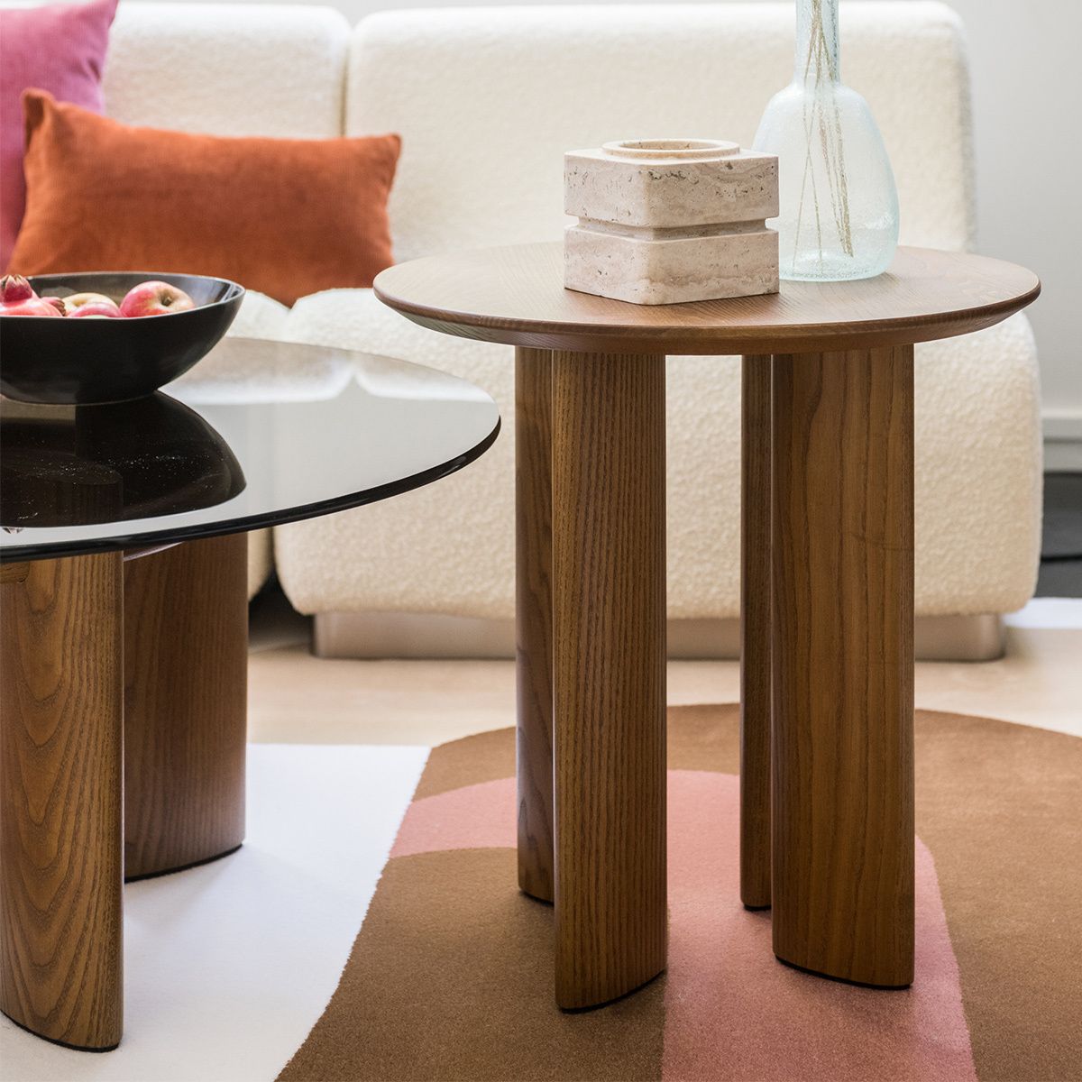 Coffee Table, Black Marble Top And Iroko Legs – Carlotta – The Socialite  Family With Regard To Coffee Tables With Round Wooden Tops (View 10 of 15)