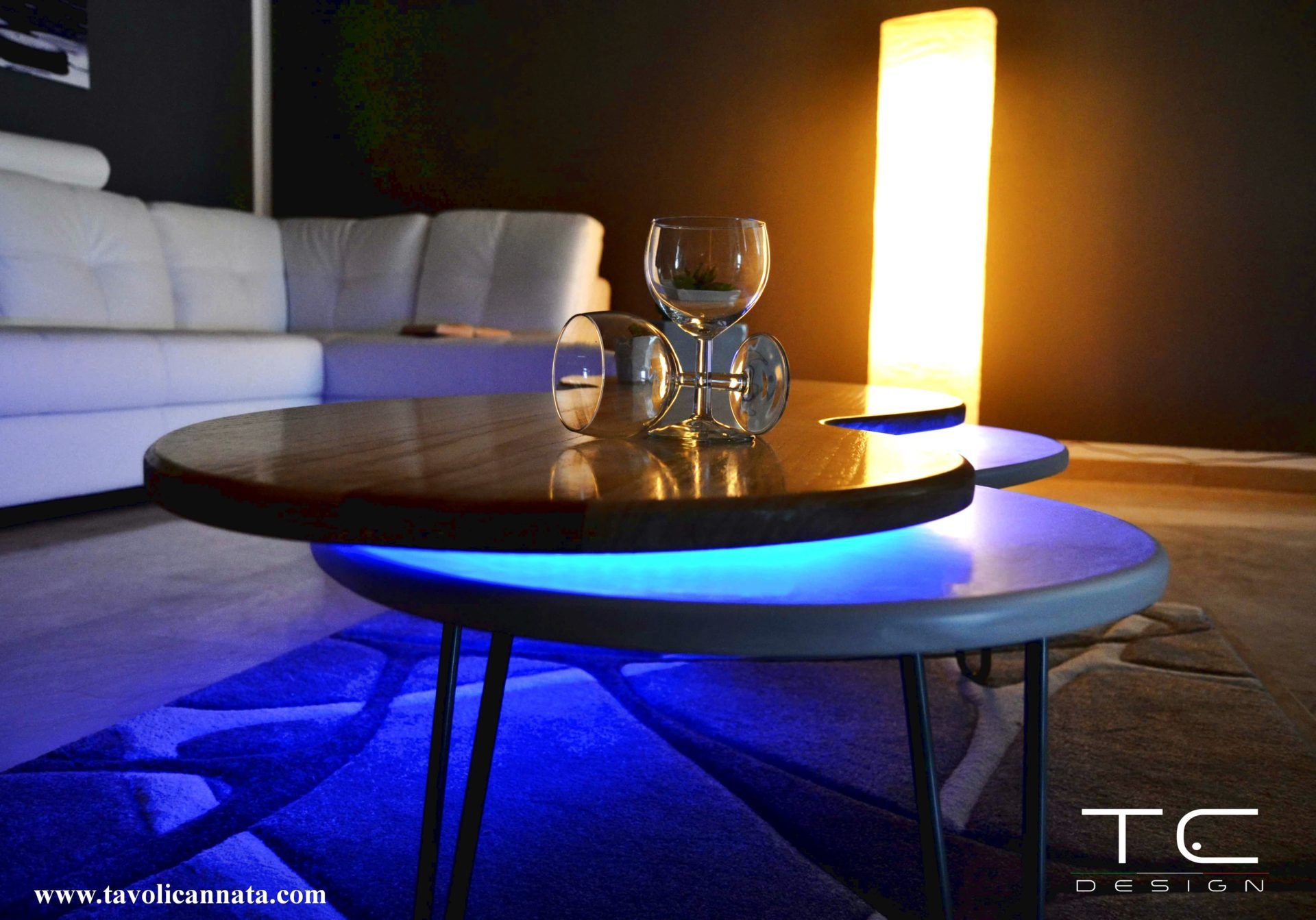 Coffee Table With Led Light Unique Design Made In Italy – Tavolini Cannata Throughout Coffee Tables With Led Lights (Photo 8 of 15)