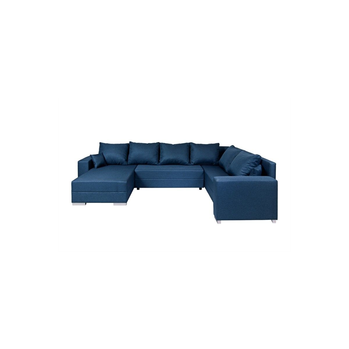 Convertible Corner Sofa 4 Places Fabric Right Angle Stela Oil Blue – Amp  Story 8647 Pertaining To 8 Seat Convertible Sofas (View 4 of 15)