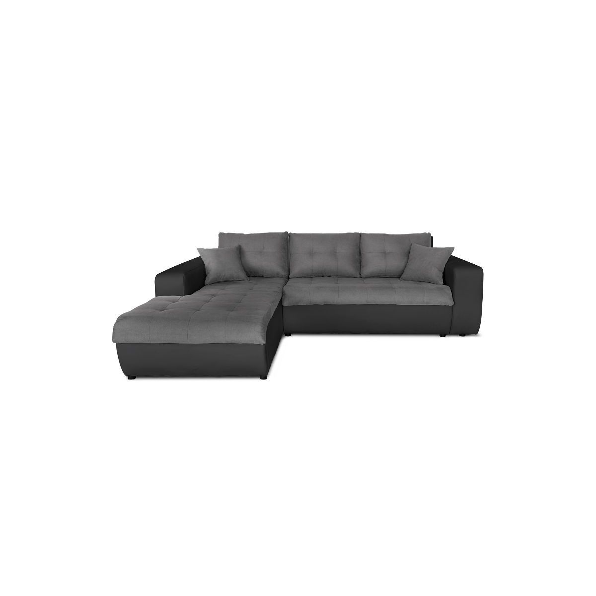 Convertible Corner Sofa 4 Places Imitation And Microfiber Left Corner Bond  (grey, Black) – Amp Story 8795 With Regard To 8 Seat Convertible Sofas (View 3 of 15)