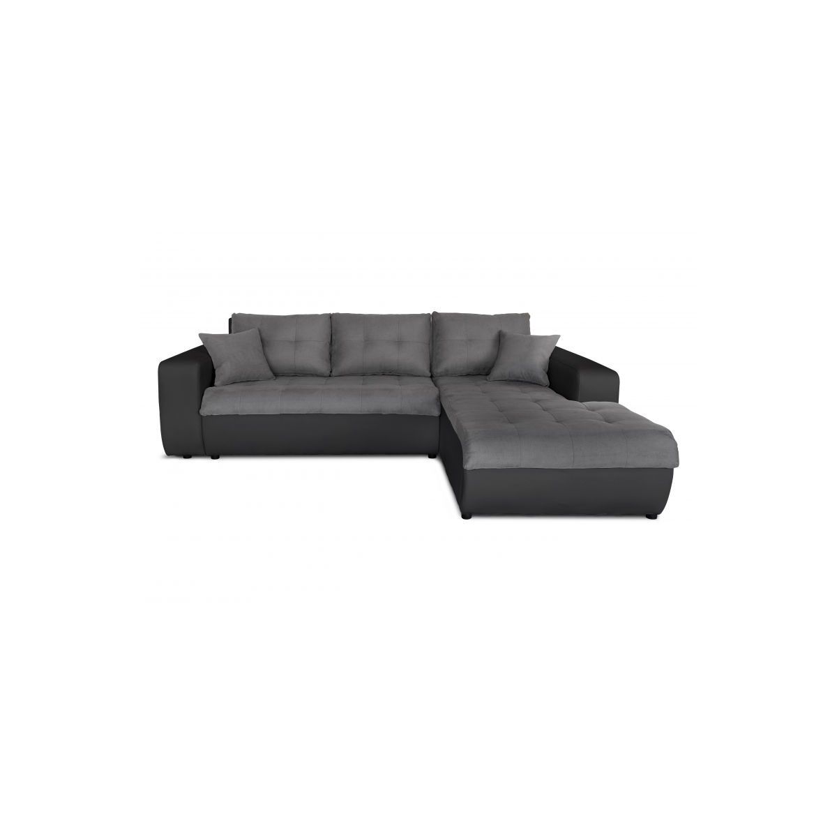 Convertible Corner Sofa 4 Places Imitation And Microfiber Right Angle Bond  (grey, Black) – Amp Story 8794 Regarding Microfiber Sectional Corner Sofas (View 4 of 15)