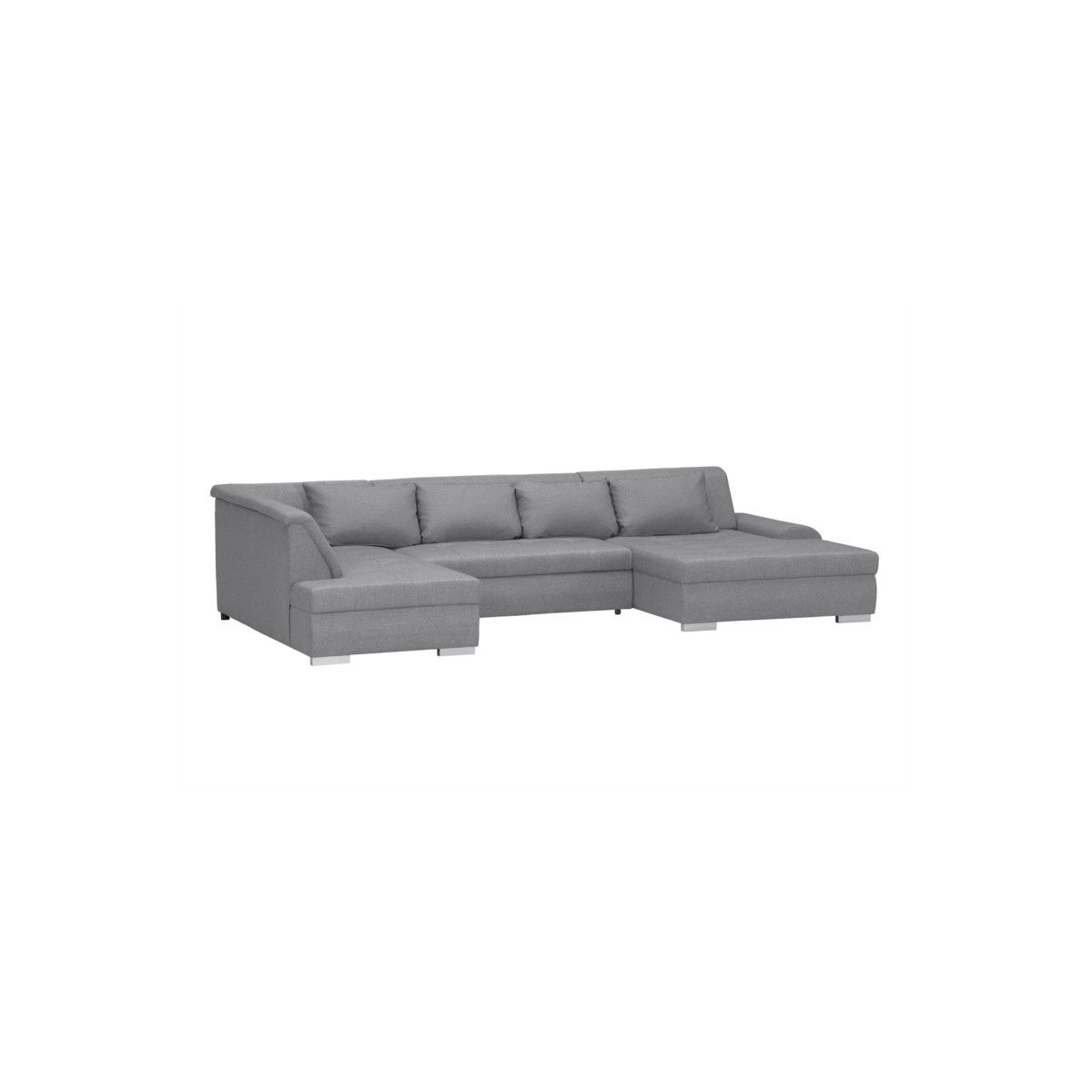 Convertible Corner Sofa 6 Places Fabric Left Angle Wide (light Grey) Pertaining To Convertible Light Gray Chair Beds (Photo 7 of 15)