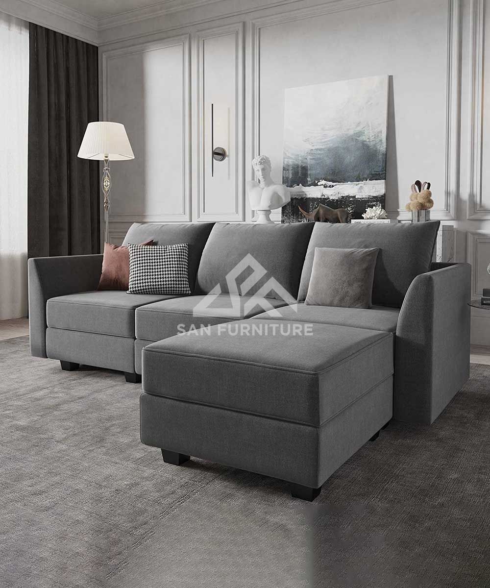 Convertible L Shape Sectional Sofa Couch – Sanfurniture (View 11 of 15)