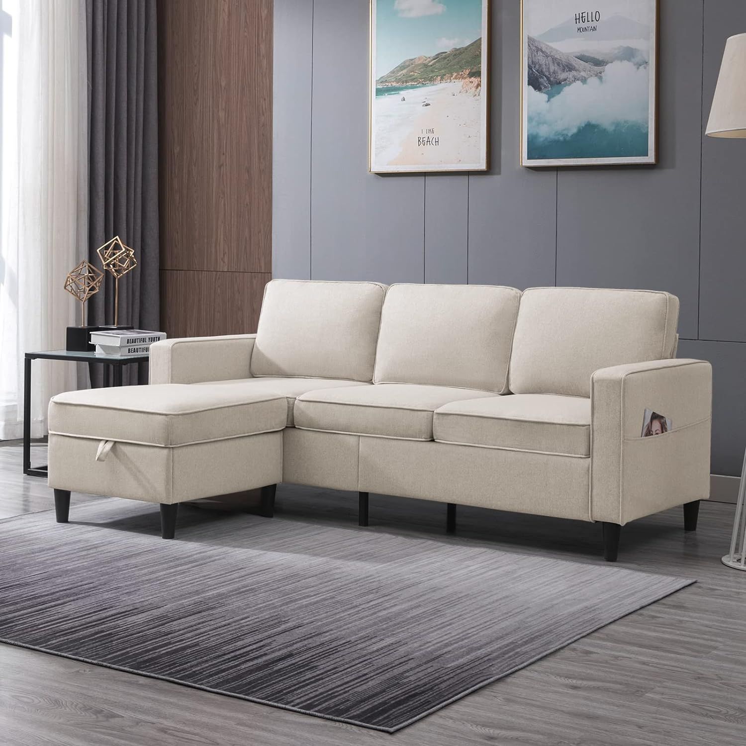 Convertible L Shape Sectional Sofa With Storage, France | Ubuy With Regard To Convertible L Shaped Sectional Sofas (Photo 1 of 15)