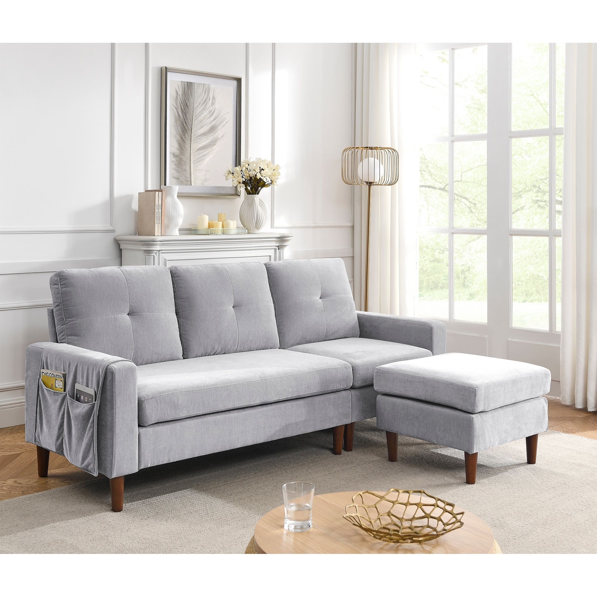 Convertible Sectional Sofa Chenille Couch, 3 Seats L Shape Sofa With  Removable Cushions – Bed Bath & Beyond – 36921140 In 3 Seat Convertible Sectional Sofas (View 15 of 15)