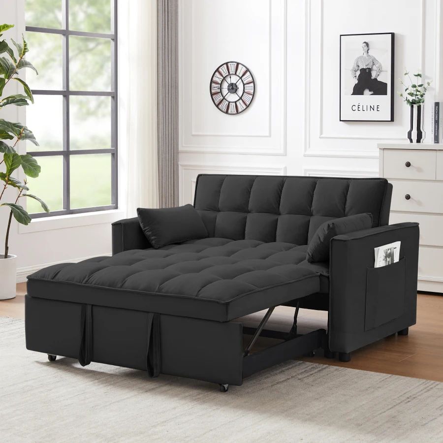 Convertible Sofa Bed,3 In 1 Convertible Sleeper Sofa Bed With Reclining  Backrest,toss Pillows,pockets,modern Small Loveseat Sofa – Aliexpress With Regard To 3 In 1 Gray Pull Out Sleeper Sofas (View 13 of 15)