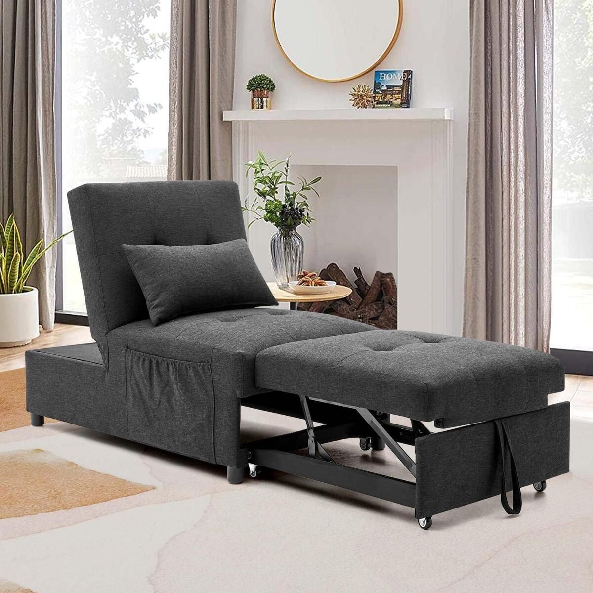 Convertible Sofa Chair Futon Bed 4 In 1 Pull Out Sleeper Chaise Home  Furniture | Ebay With Regard To 4 In 1 Convertible Sleeper Chair Beds (Photo 3 of 15)