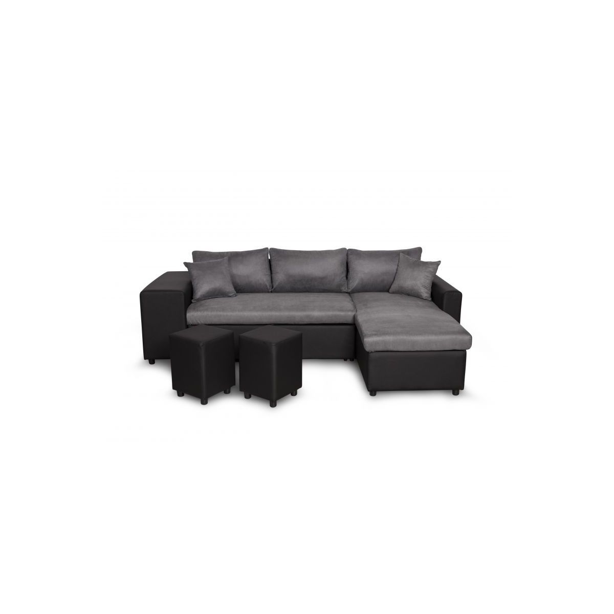Corner Sofa Convertible Microfiber And Imitation Niche On The Left Bento  (grey, Black) Throughout Microfiber Sectional Corner Sofas (View 5 of 15)