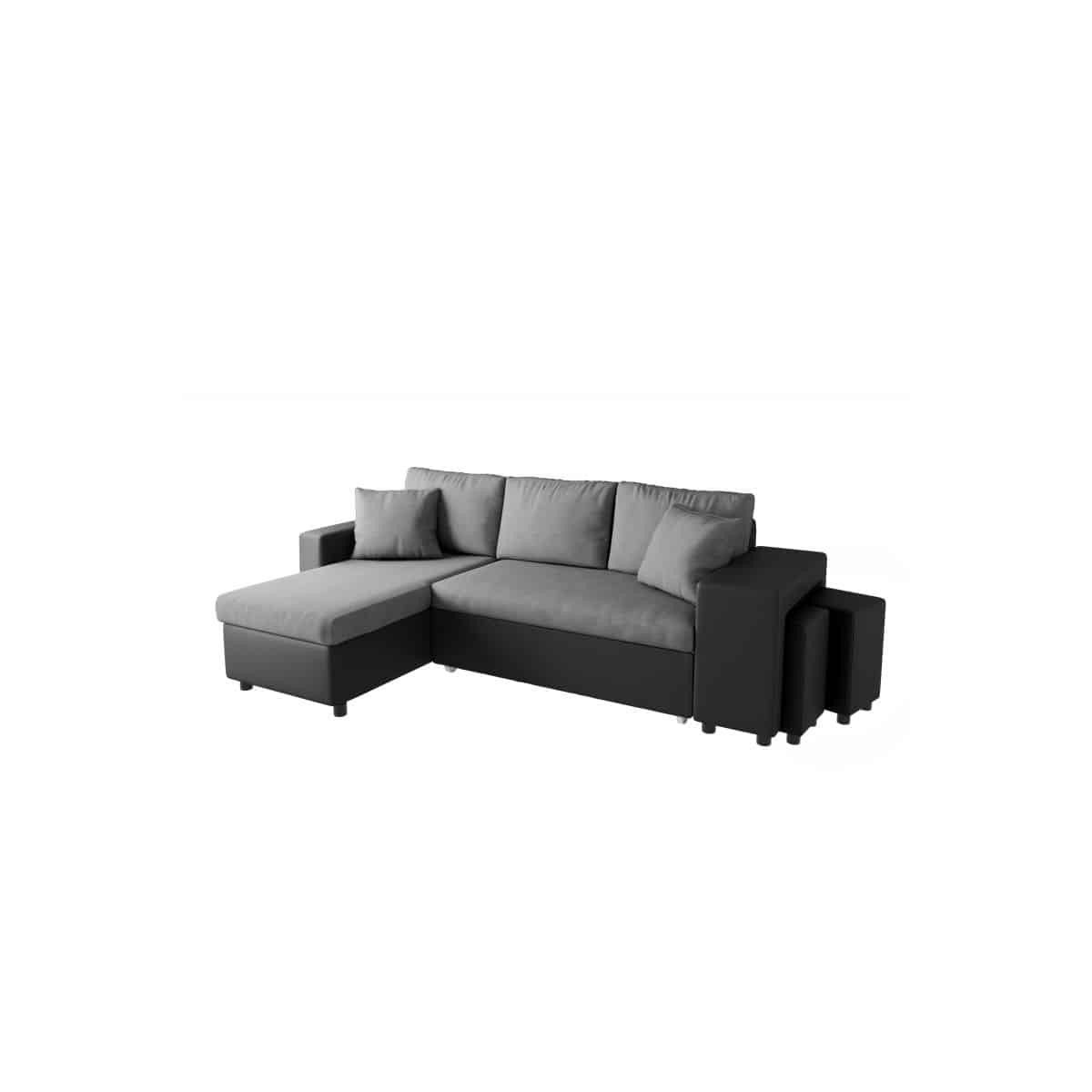 Corner Sofa Convertible Microfiber And Imitation Niche Right Bento (grey,  Black) With Microfiber Sectional Corner Sofas (View 2 of 15)