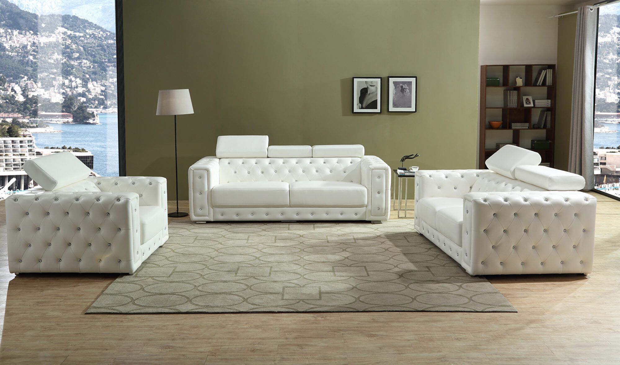 Cosmos Charlise White Sofa 3035whcha | Comfyco Throughout Faux Leather Sofas (View 15 of 15)
