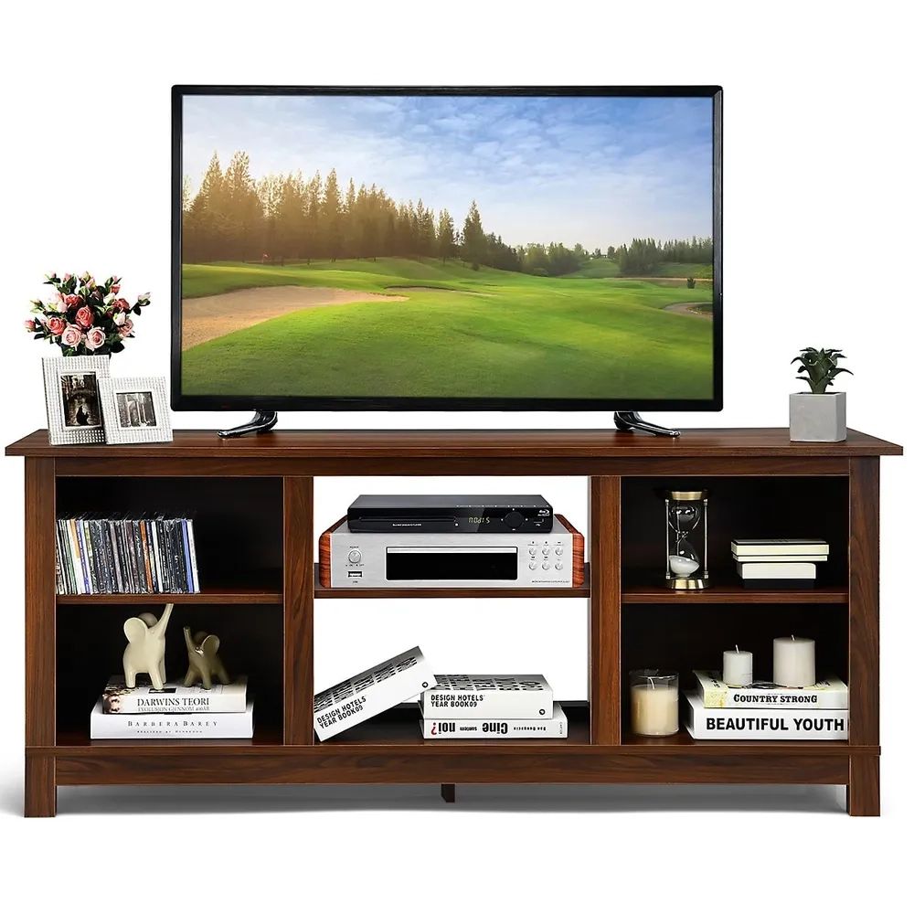 Costway 2 Tier 58'' Tv Stand Entertainment Media Console Center Up To 65''  | Willowbrook Shopping Centre Throughout Tier Stands For Tvs (Photo 6 of 15)