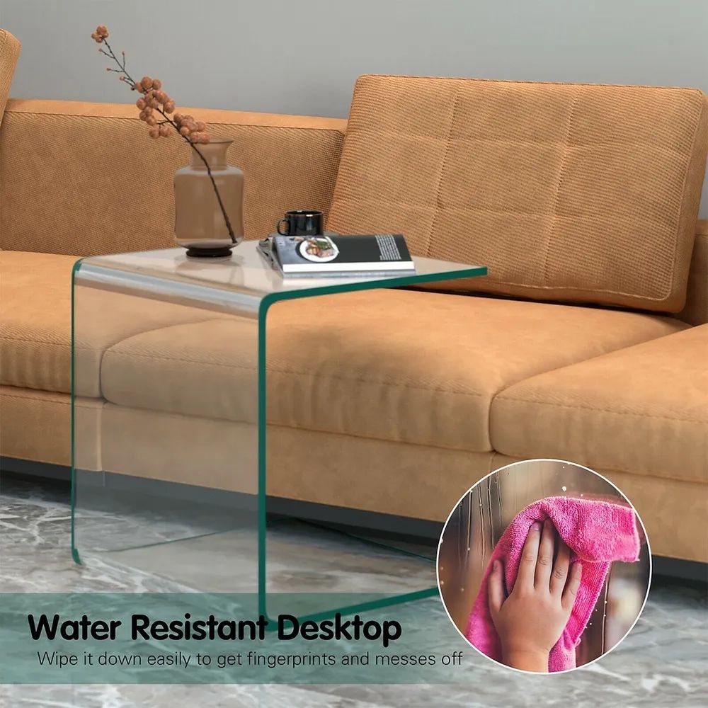 Costway Tempered Glass End Table Transparent Sofa Side Accent Table Living  Room | Galeries De La Capitale Throughout Transparent Side Tables For Living Rooms (View 14 of 15)